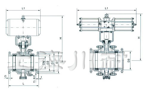 Q647氣動固定式球閥結(jié)構(gòu)圖